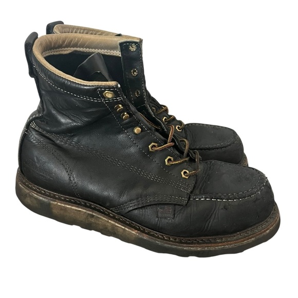 Thorogood American Heritage Max Wear Wedge Black 6” Soft Toe Work Boots Size 10 - Picture 3 of 12